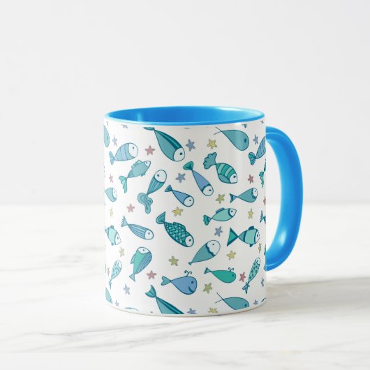 Patroon met vis en vis mok (Voorkant rechts)