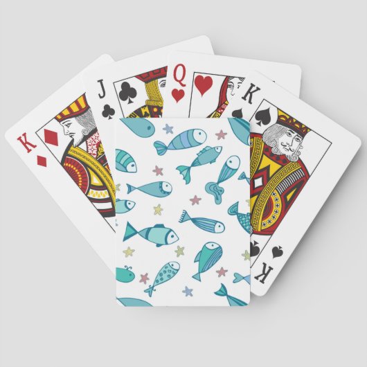 Patroon met vis en vis pokerkaarten (Achterkant)