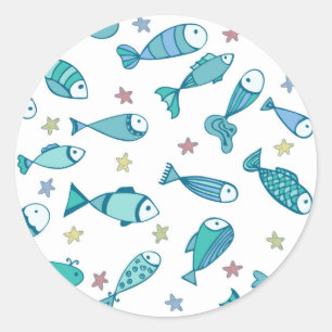 Patroon met vis en vis ronde sticker