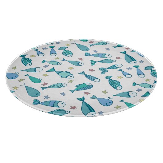 Patroon met vis en vis snijplank (Hoek)