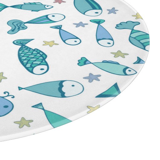 Patroon met vis en vis snijplank (Hoek)