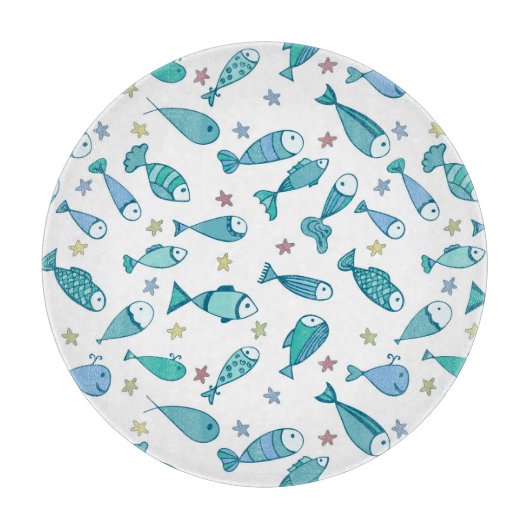 Patroon met vis en vis snijplank (Voorkant)