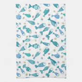 Patroon met vis en vis theedoek (Verticaal)