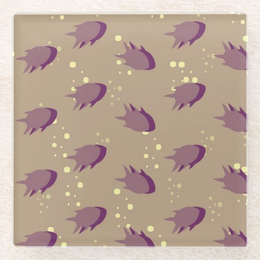 patroon met vis glazen onderzetter (Voorkant)