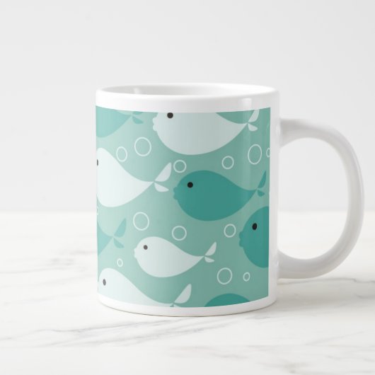 patroon met vis grote koffiekop (Rechts)