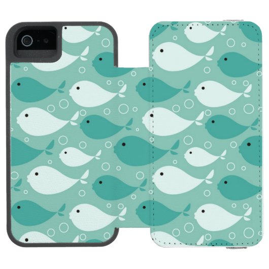 patroon met vis incipio iPhone portemonnee hoesje (Agenda Open)