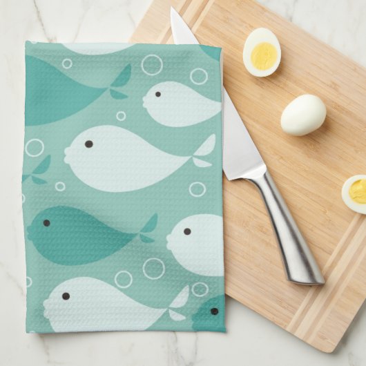 patroon met vis theedoek (Quarter Fold)