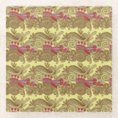 Patroon met vissen en golven glazen onderzetter (Voorkant)