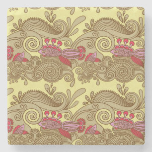 Patroon met vissen en golven stenen onderzetter