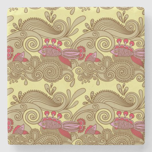 Patroon met vissen en golven stenen onderzetter (Voorkant)