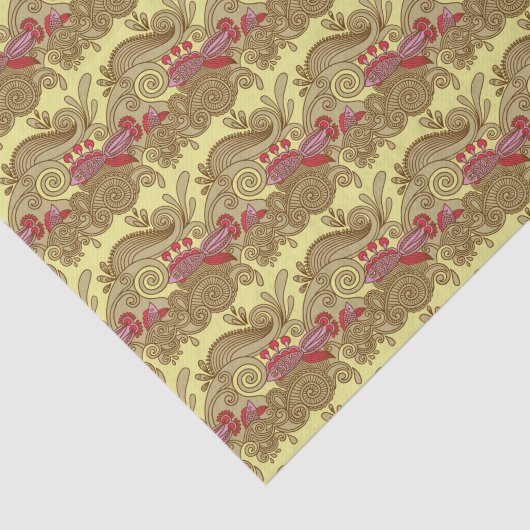 Patroon met vissen en golven tissuepapier (Detail)