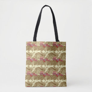 Patroon met vissen en golven tote bag