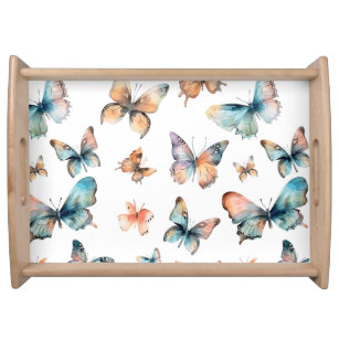 Patroon met vlinders Naadloze aquarel Dienblad