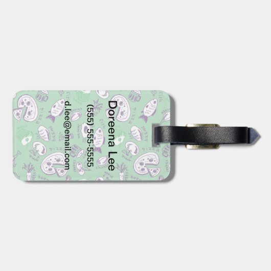 Patroon met voedsel bagagelabel (Achterkant horizontaal)