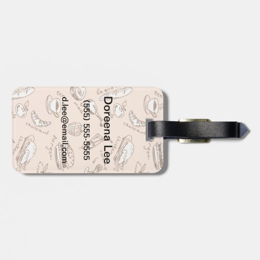 Patroon met voedsel bagagelabel (Achterkant horizontaal)