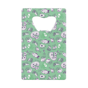 Patroon met voedsel creditkaart flessenopener