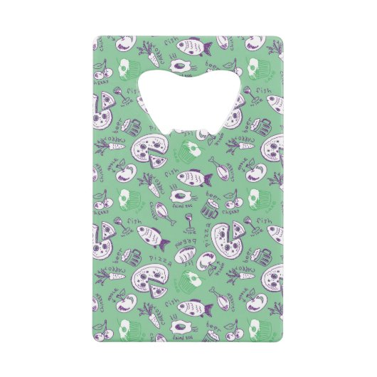 Patroon met voedsel creditkaart flessenopener (Voorkant)