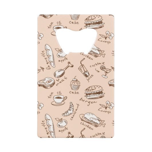 Patroon met voedsel creditkaart flessenopener (Voorkant)