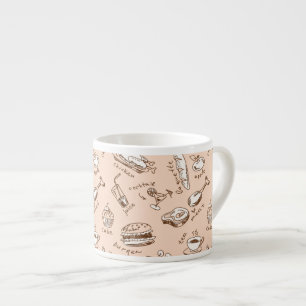 Patroon met voedsel espresso kop