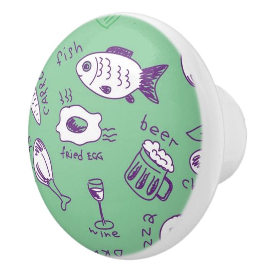 Patroon met voedsel keramische knop (Rechts)