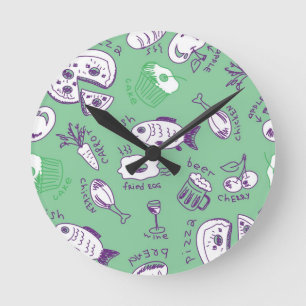 Patroon met voedsel ronde klok