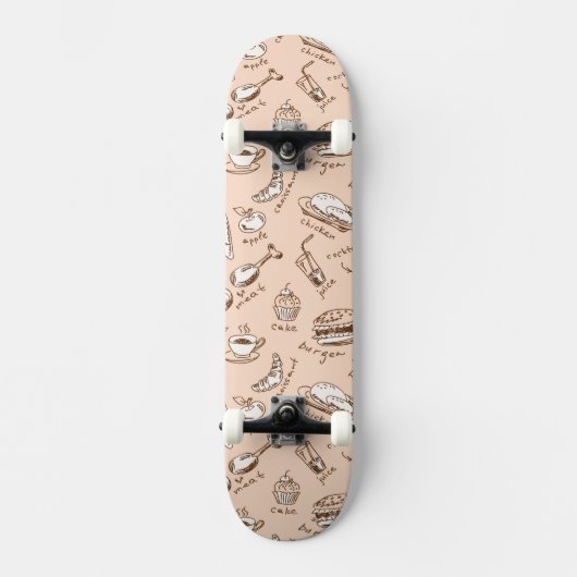 Patroon met voedsel skateboard (Voorkant)