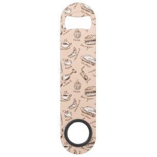 Patroon met voedsel speed flessenopener