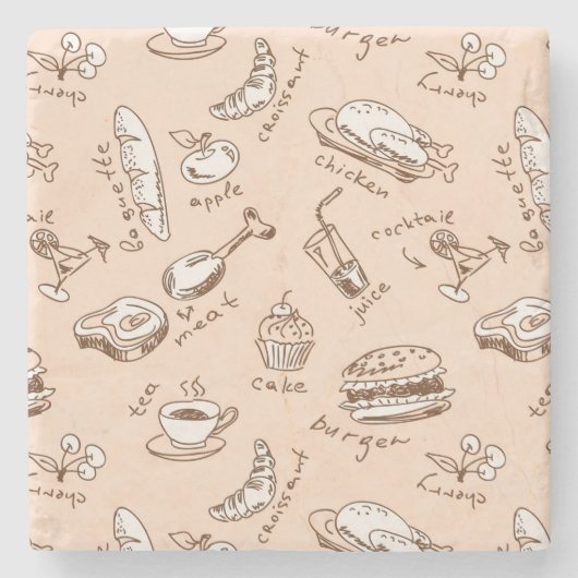 Patroon met voedsel stenen onderzetter (Voorkant)