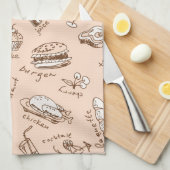 Patroon met voedsel theedoek (Quarter Fold)