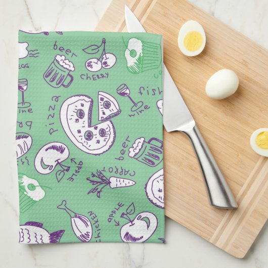 Patroon met voedsel theedoek (Quarter Fold)