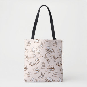 Patroon met voedsel tote bag