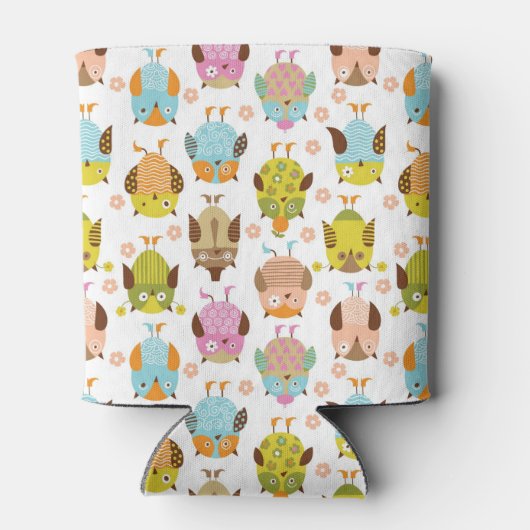 patroon met vogels blikjeskoeler (Achterkant)