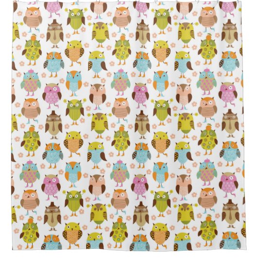 patroon met vogels douchegordijn (Voorkant)