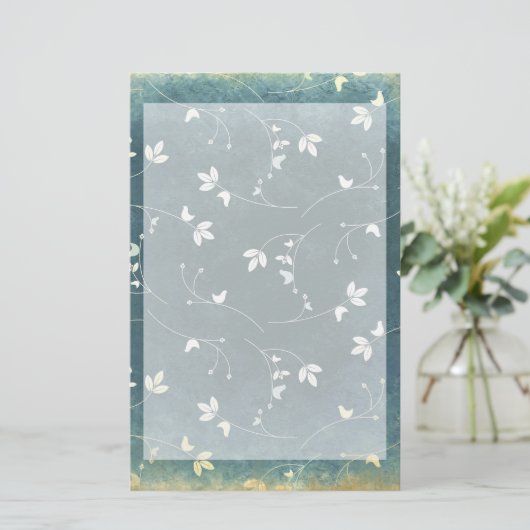  patroon met vogels en bladeren briefpapier (Staand voorkant)