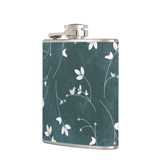 patroon met vogels en bladeren heupfles (Links)