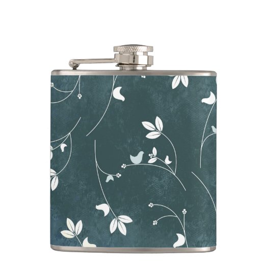  patroon met vogels en bladeren heupfles (Voorkant)