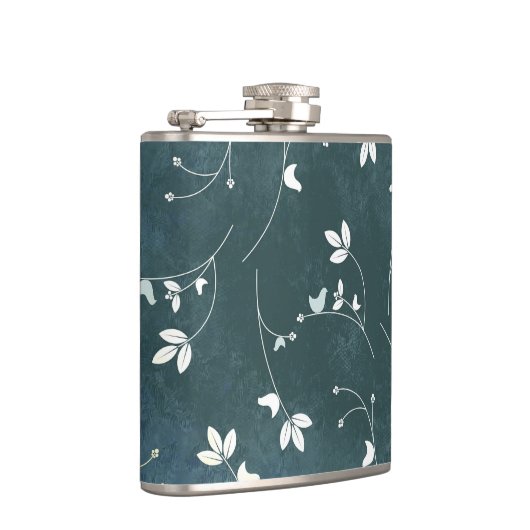  patroon met vogels en bladeren heupfles (Rechts)