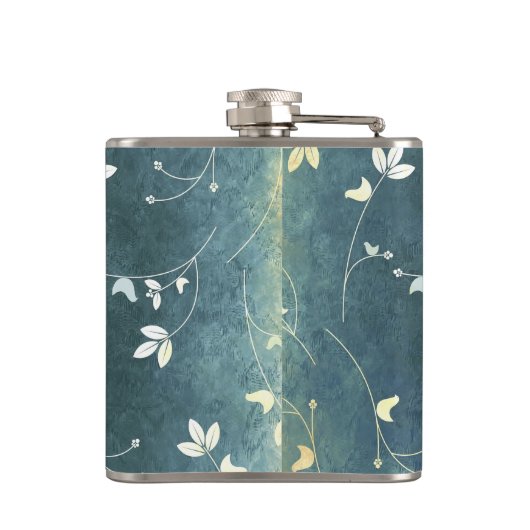 patroon met vogels en bladeren heupfles (Achterkant)