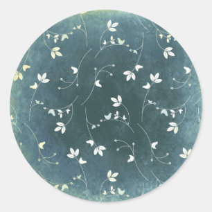  patroon met vogels en bladeren ronde sticker