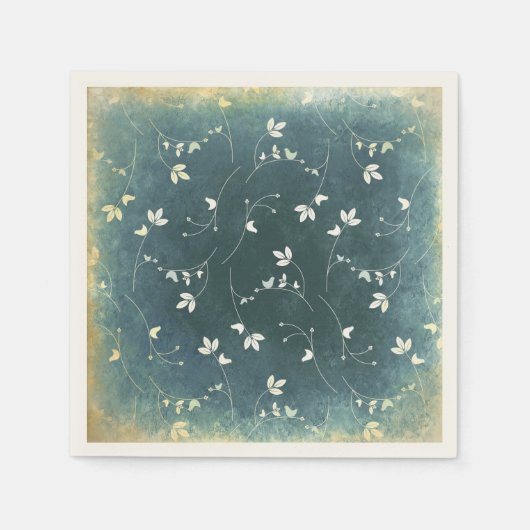  patroon met vogels en bladeren servetten (Voorkant)