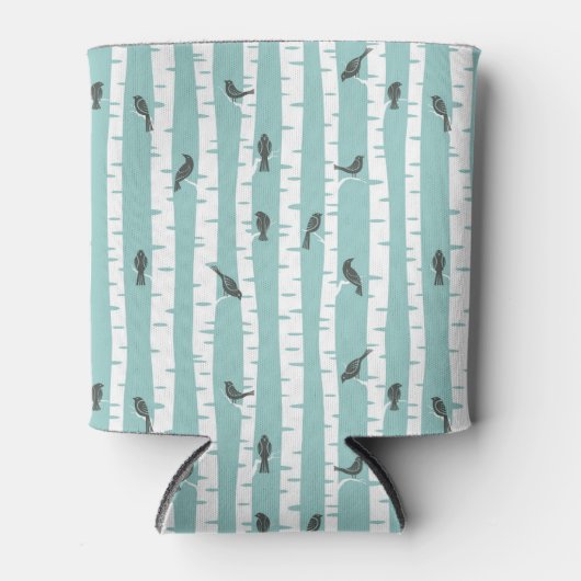 Patroon met vogels en bomen blikjeskoeler (Voorkant)