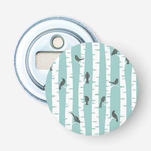 Patroon met vogels en bomen button flesopener