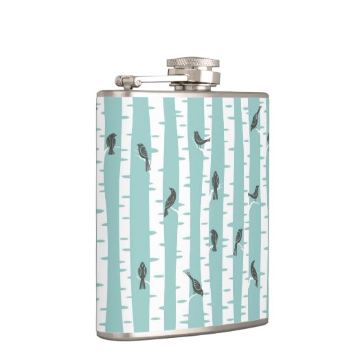 Patroon met vogels en bomen heupfles (Rechts)