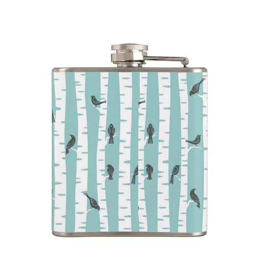 Patroon met vogels en bomen heupfles (Achterkant)