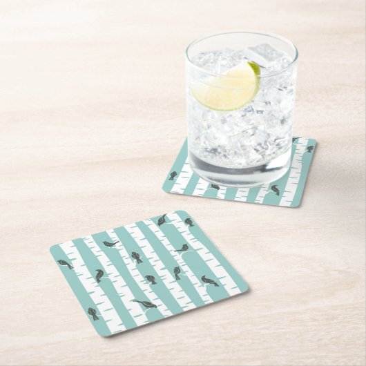 Patroon met vogels en bomen kartonnen onderzetters (Insitu)