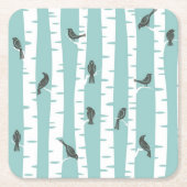 Patroon met vogels en bomen kartonnen onderzetters (Voorkant)