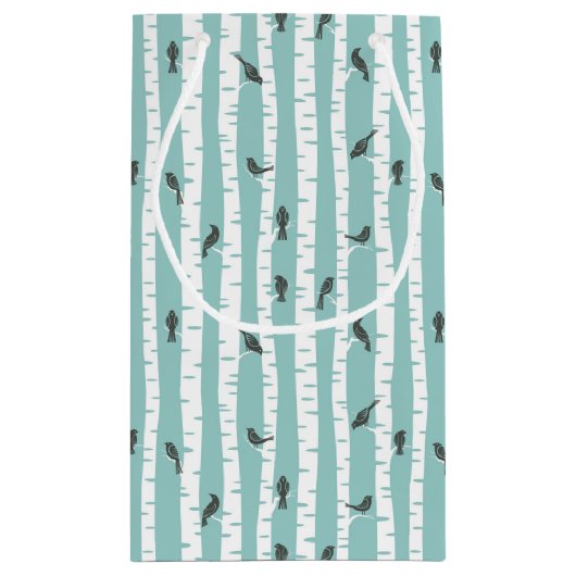 Patroon met vogels en bomen klein cadeauzakje (Achterkant)