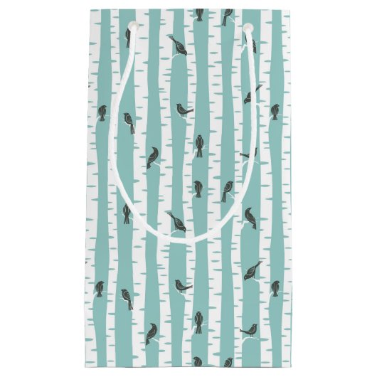 Patroon met vogels en bomen klein cadeauzakje (Voorkant)