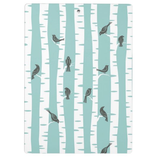 Patroon met vogels en bomen klembord (Achterkant)