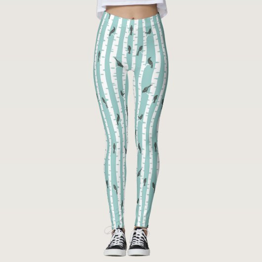 Patroon met vogels en bomen leggings (Voorkant)